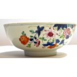 18th century Chinese porcelain punch bowl decorated in famille rose and iron red colours with