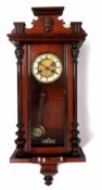 Late 19th/early 20th century Vienna type wall clock with detachable pediment with classical mask,