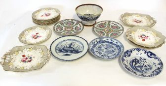 Group of 19th century ceramics including a part English porcelain tea service decorated in