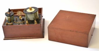Early 20th century mahogany cased crystal radio set, A W Gamage Ltd - Holborn, EC1, GPO Reg No