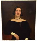 19th century English School, oil on canvas, half-length portrait of a seated lady, 76 x 63cm