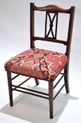 Edwardian mahogany small proportioned chair with satinwood banding and open splat back with