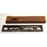 Mid-20th century leather cased clinometer, Starrett Athol - Mass, USA, of cast steel rectangular