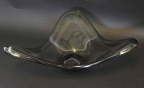 Holmegaard Art Glass bowl with incised signature and date 1961, 39cm diam