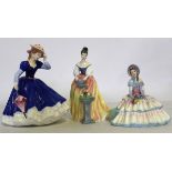 Group of three Royal Doulton figurines including Daydreams and Alexandra, 20cm high