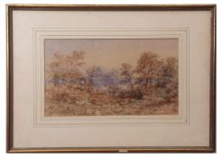 Charles Harmony Harrison (1842-1902), Wooded landscape, watercolour, signed lower left, 22 x 37cm
