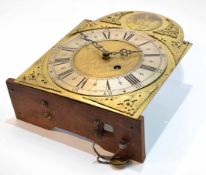 Composite longcase clock timepiece movement, the 31.5cm arched brass dial signed to the arch and