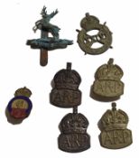 Mixed Lot: comprising two various hallmarked silver ARP lapel badges together with two base metal