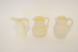 Royal Worcester white glazed porcelain ewer, together with a further white glazed mask jug (a/f) and