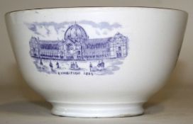 Mid-19th century English porcelain bowl, made to commemorate the Great Exhibition of 1862, with