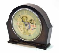 Mid-20th century stained oak cased timepiece, Smith's "Teddy Bear", the arched case with chrome