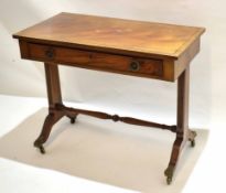 19th century mahogany side table with inlaid banding to top, with drawers fitted with cast