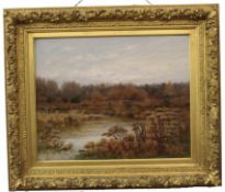 Harry Allchin, signed oil on canvas, "On the Ramshorn Creek, North America", 40 x 50cm