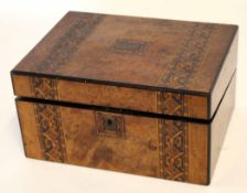 Victorian inlaid walnut writing box fitted interior (a/f) 30cm wide