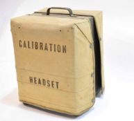 Mid-20th century Government issue radio calibration head set, the rectangular case with central
