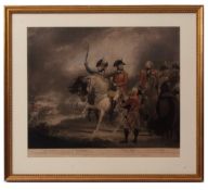 After Sir William Beechy, engraved by James Ward, hand coloured aquatint, "His Majesty receiving the