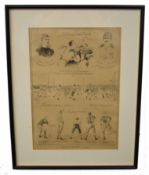 After J Linsdale, black and white print, "Football at Leeds - Durham v Yorkshire", 33 x 24cm