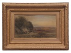 Daniel L Couch (19th century), Barbizon landscape oil on board, signed lower left 20 x 36cm