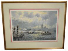 Rowland Spencer Ford, signed in pencil to margin, coloured print, "The Sea Princess leaving