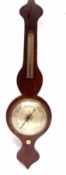 Late 19th century rosewood onion top wheel barometer, unsigned, with single scale silvered alcohol