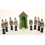 Boxed Crescent Toys scale model set "Whitehall" featuring 8 guards and sentry box (conditions vary),