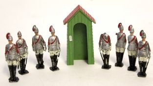 Boxed Crescent Toys scale model set "Whitehall" featuring 8 guards and sentry box (conditions vary),