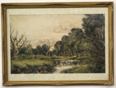 Bostock, signed watercolour, "Waterfall near Little Matlock, Bradgate Park", 29 x 46cm
