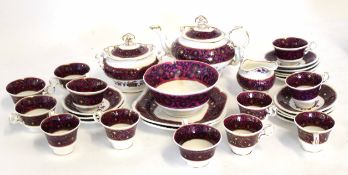 English porcelain Spode tea set, early 19th century, comprising tea pot, milk jug, sugar basin and