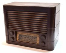 Mid-20th century Bakelite cased radio, Radio Rentals, AC Mains only, model 68, the rectangular