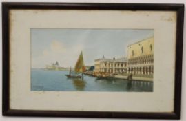 A Trevisani, signed watercolour, Venice waterway, 15 x 30cm