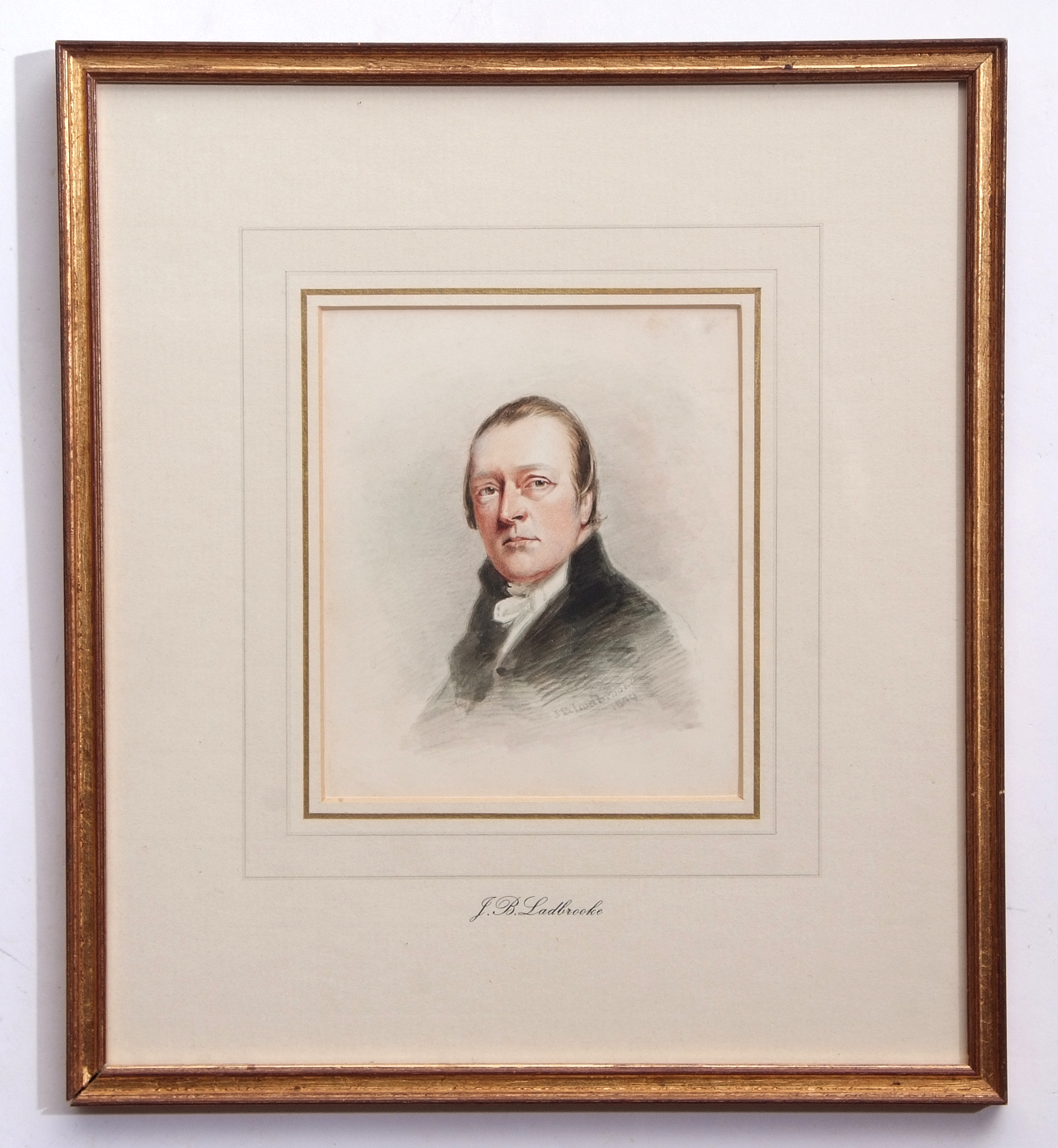 John Berney Ladbrooke, signed and dated 1849, watercolour, Portrait of Dr James Alderson, 16 x 13cm,