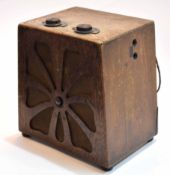 Early 20th century oak cased radio, KB, No 253, the chamfered rectangular case set to the top with