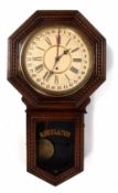 Late 19th/early 20th century American wall mounted timepiece with calendar, carved and moulded