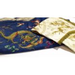 Two large vintage pieces of Chinese embroidery, the smallest piece 70cm, finely embroidered with a