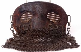 Tank Crew type splatter mask, the kidney shaped and leather covered front with cut diagonal eye