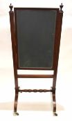 Edwardian mahogany framed cheval mirror with satinwood banding with rectangular mirror supported