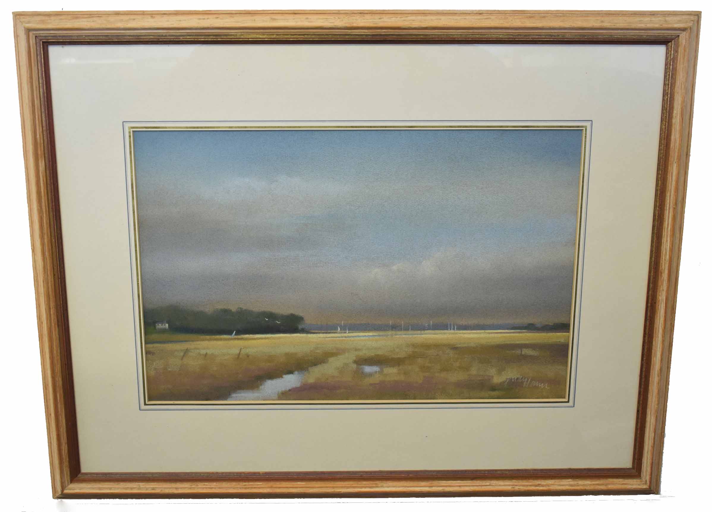 Judy Hann, signed watercolour, Coastal landscape, 28 x 42cm