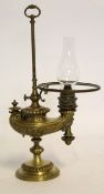 20th century brass Aladdin style oil lamp, 55cm high