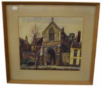 Frank William Leslie Davenport, signed top left, watercolour, "St Ethelbert's Gate", 36 x 42cm