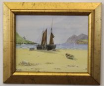 James E Cooke, signed watercolour, Navin Bay, 19 x 24cm