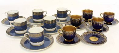 Collection of Royal Worcester coffee cups and saucers comprising five coffee cups and six saucers,