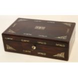 Victorian campaign style writing box with floral mother of pearl inlay throughout, fitted interior