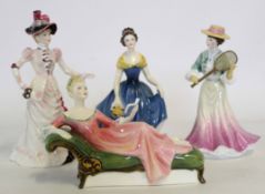 Collection of four Royal Doulton figurines including Repose HN2272, and British Sporting Heritage