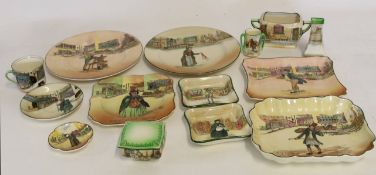 Quantity of Royal Doulton Series ware Dickens pieces including two large plates, two pin trays,