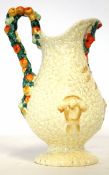Clarice Cliff Harvest Ware jug, the body with moulded designs of flowers and ears of corn with