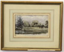 Attributed to Arthur James Stark, watercolour, Landscape, 10 x 17cm