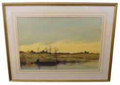 William Ayrton, signed and dated 1907, watercolour, Norfolk landscape, 38 x 54cm