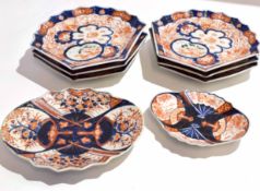 Collection of Japanese porcelain fan-shaped dishes, all decorated in Imari style, the dishes 20cm
