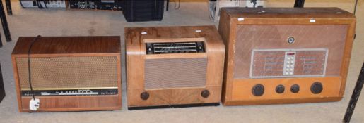 Mixed Lot: comprising three various wooden cased radios including Hacker, Mayflower II, Bush
