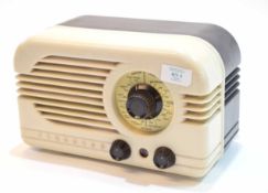 Mid-20th century Bakelite cased electric radio, Ferguson, model 203, the ivory and brown case (a/